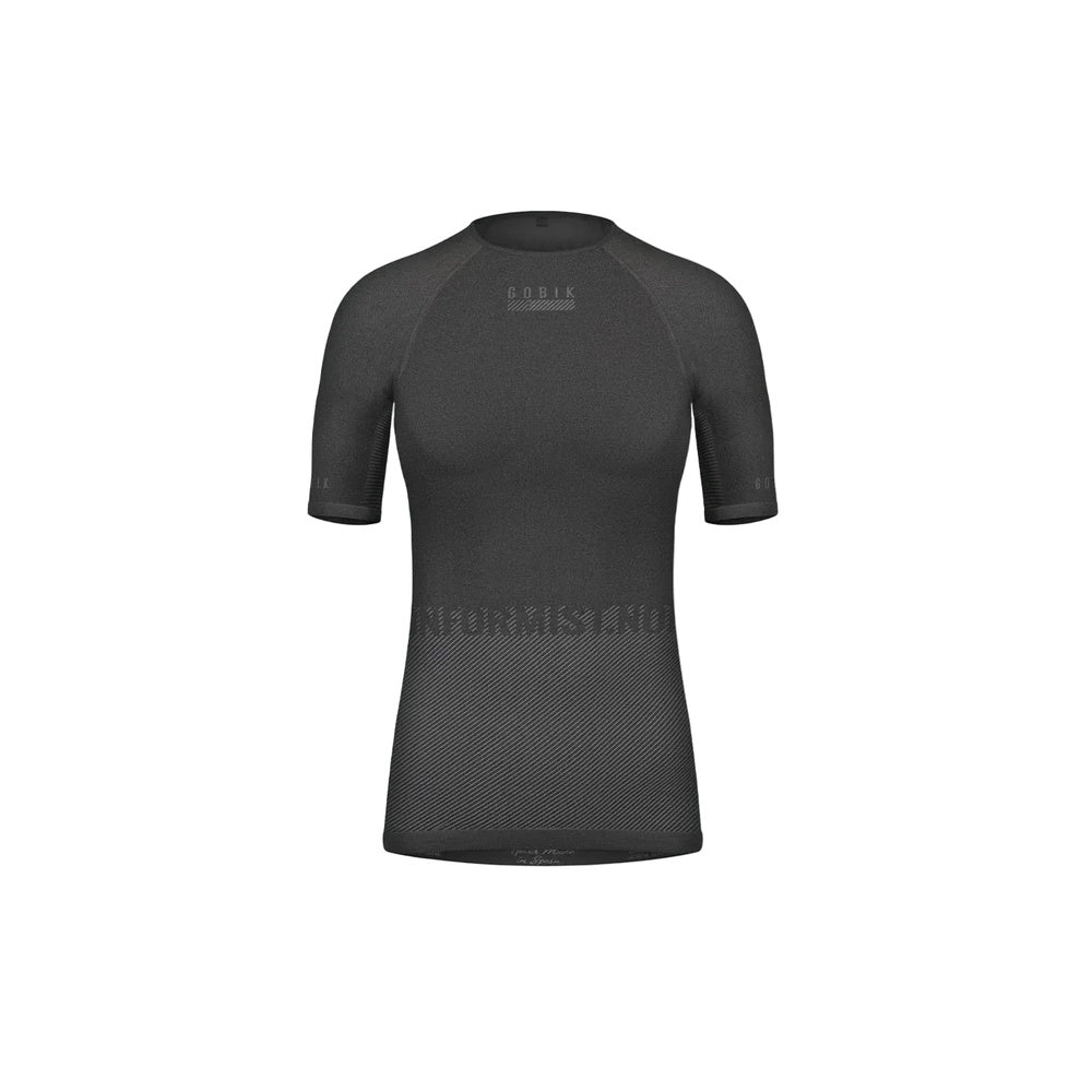 Gobik Women's Base Layer Limber in dark gray with diagonal striped pattern