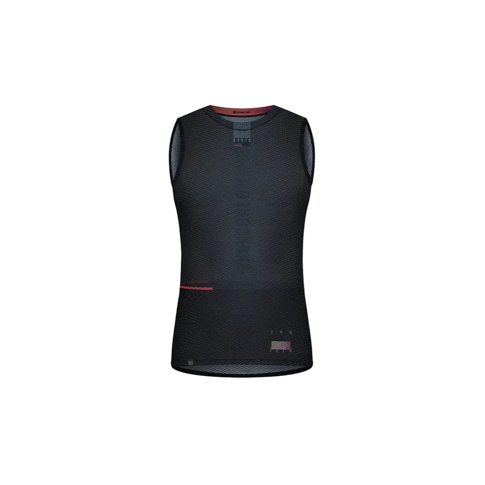 Gobik women's black mesh base layer sleeveless cycling top with red trim