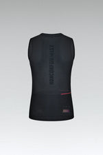 Gobik women's black sleeveless base layer with textured fabric and spine logo