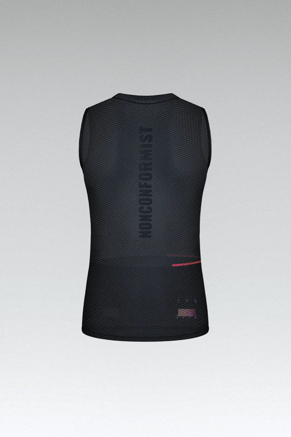 Gobik women's black sleeveless base layer with textured fabric and spine branding