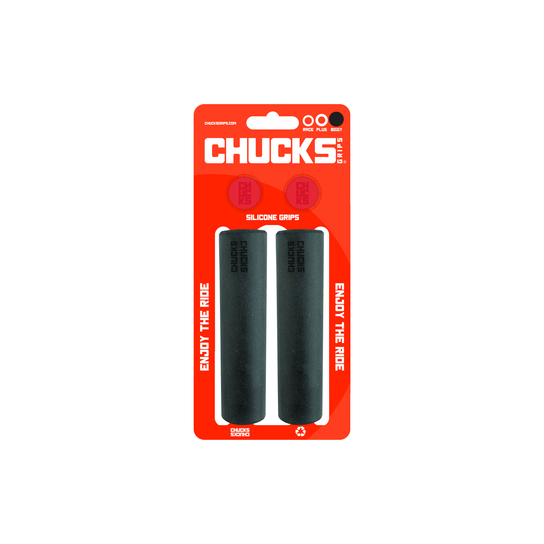Chucks Grips silicone bicycle handlebar grips in black Biggy color with brand packaging