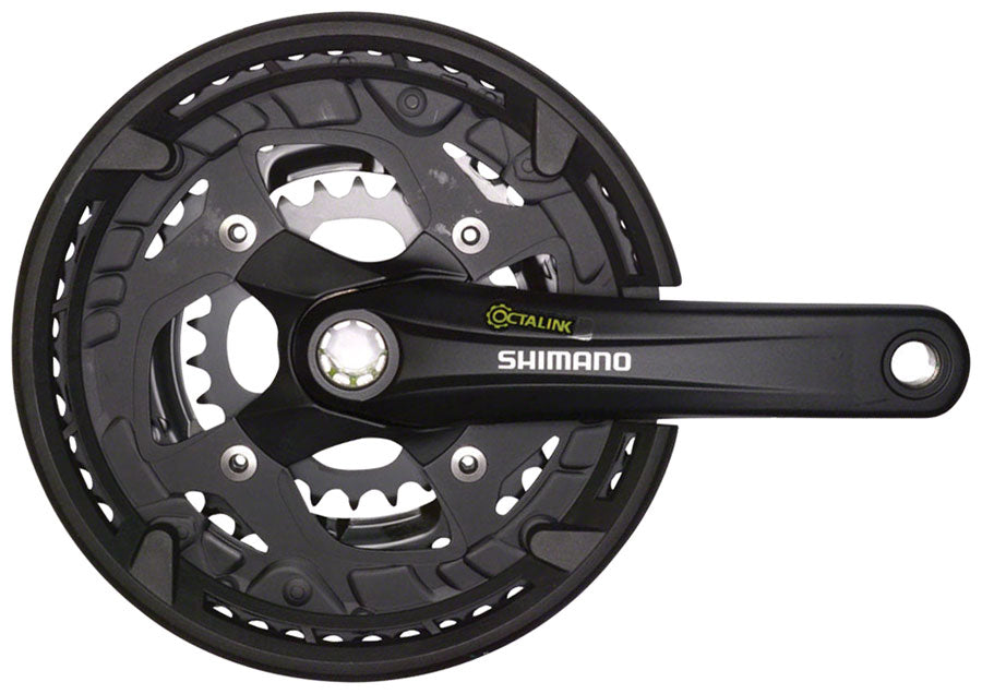 Shimano Alivio FC-T4060 black crankset with triple chainring and crank arm
