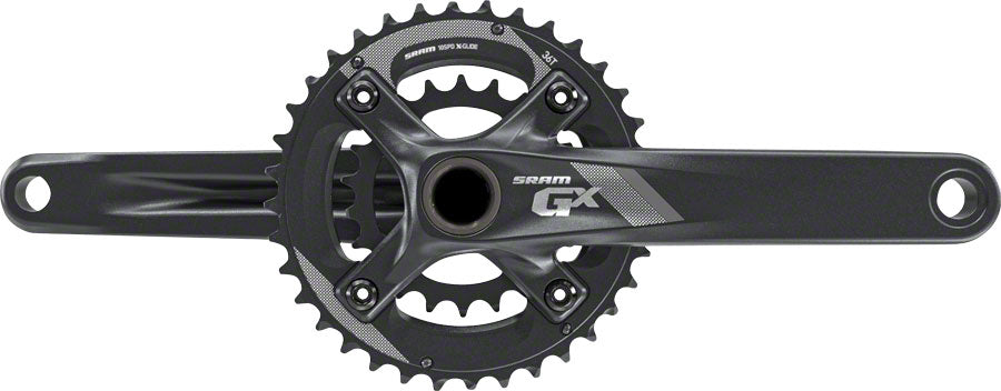 SRAM GX black crankset with dual chainrings and crank arms