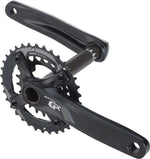 SRAM GX black crankset with dual chainrings on white background