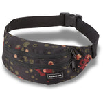 Dakine hip pack with black background and colorful floral pattern design