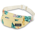 Dakine hip pack in tropical floral print with yellow background and palm leaf pattern