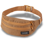 Dakine brown canvas hip pack with multiple zip compartments and adjustable strap