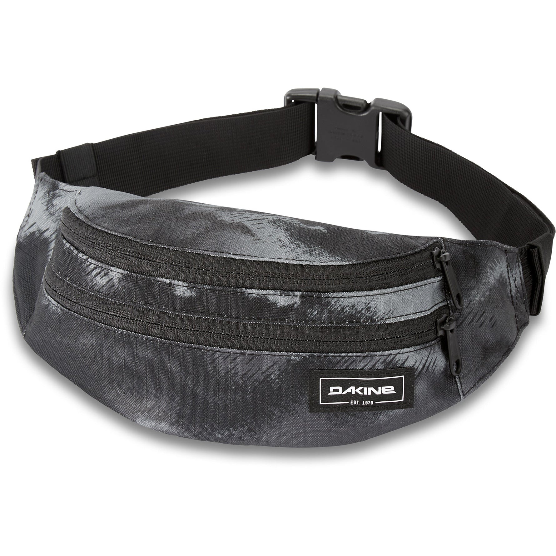 Dakine Classic Hip Pack in dark gray with reflective flash pattern