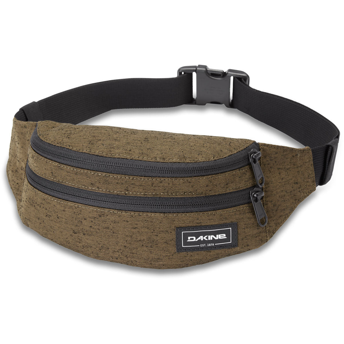 Dakine olive green hip pack with black trim and adjustable waist strap