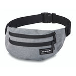 Dakine grey hip pack with black stripes and adjustable waist strap
