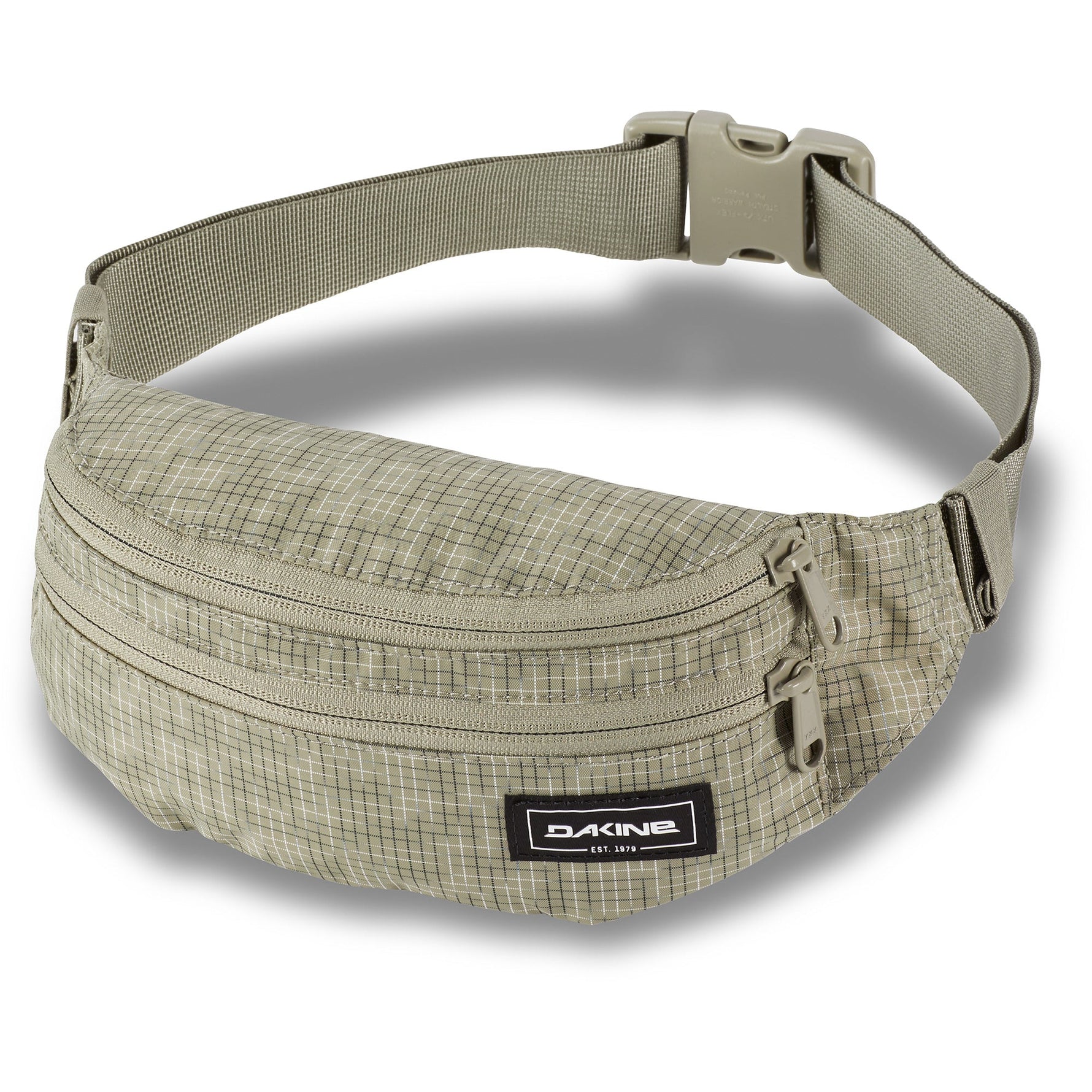 Dakine Classic Hip Pack in sage green grid pattern with adjustable strap