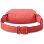 Coral red Dakine hip pack with adjustable waist strap and buckle closure