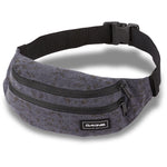 Dakine gray heathered hip pack with black adjustable strap and dual zippered compartments