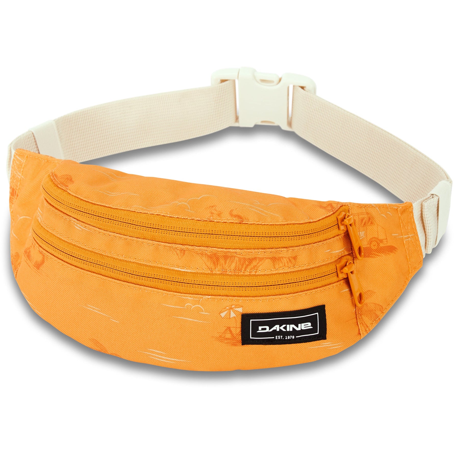 Orange Dakine Classic Hip Pack with reflective pattern and adjustable strap
