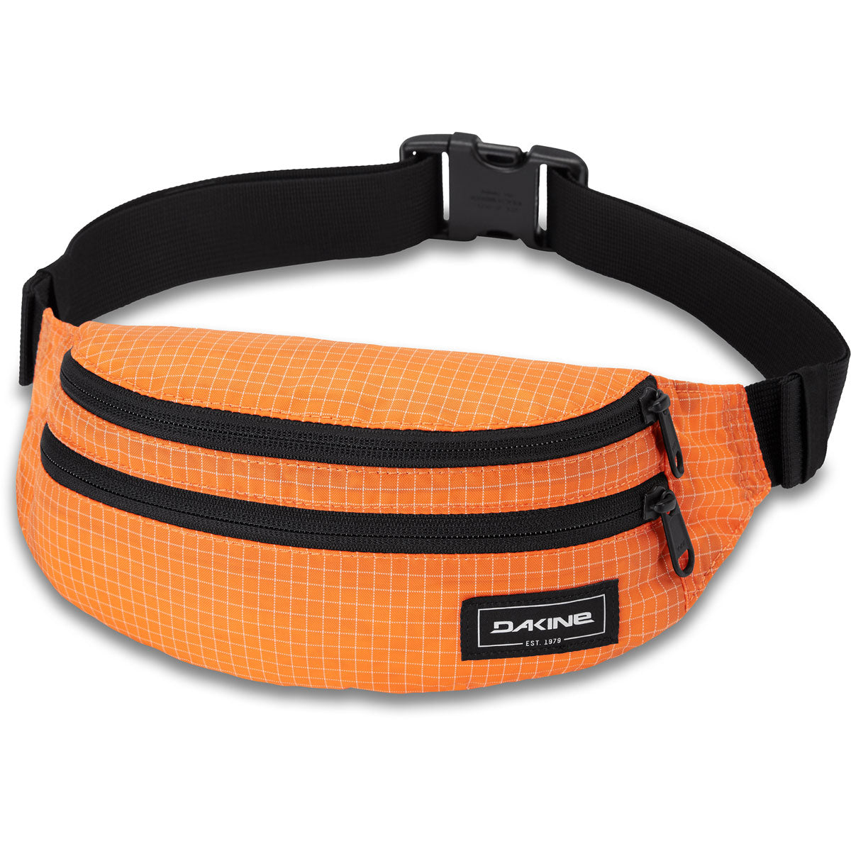 Orange Dakine Classic Hip Pack with reflective grid pattern and black straps