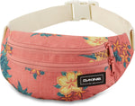 Dakine hip pack in coral pink with yellow hibiscus flowers and teal leaves