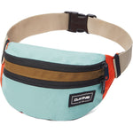 Dakine hip pack in mint green with brown and orange color blocking and adjustable waist strap