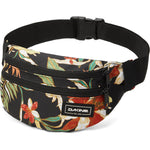 Dakine hip pack with tropical floral pattern on black background