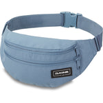 Dakine light blue hip pack with adjustable strap and multiple zippered compartments