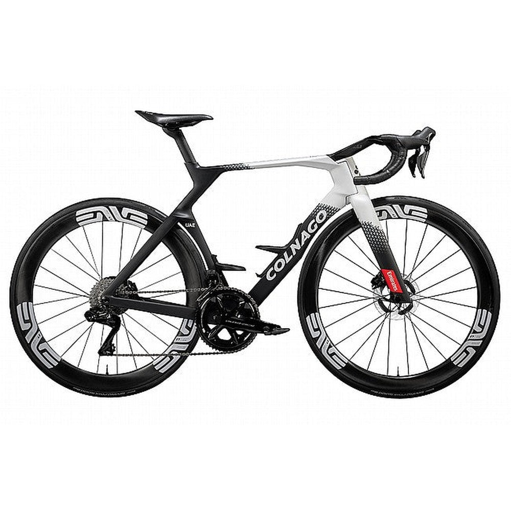 Colnago Y1Rs aero road bike with white frame, black accents, and ENVE wheels