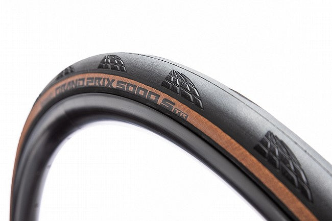 Continental Grand Prix 5000 bicycle tire with black tread and tan sidewall