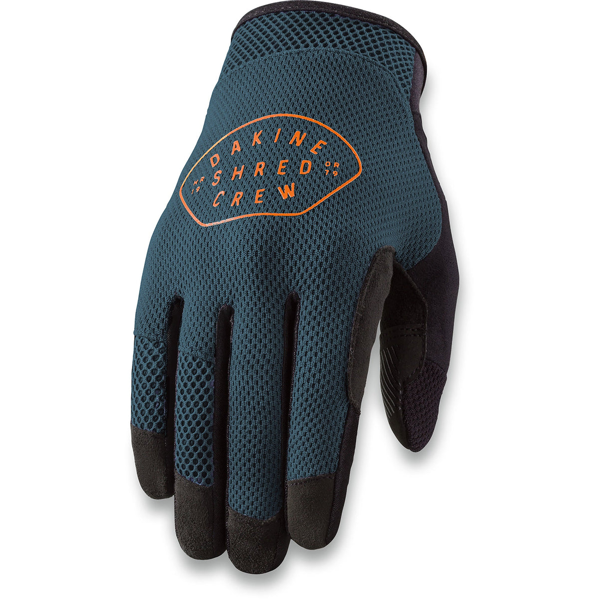 Dakine Covert men's mountain bike glove in dark teal with black palm and orange logo