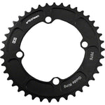e*thirteen black bicycle chainring with teeth and mounting holes on white background