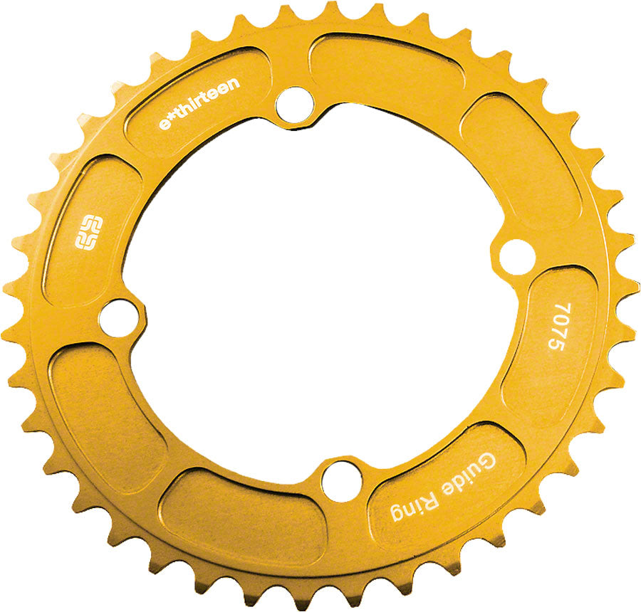 E*thirteen gold chainring with 38 teeth and 4-bolt mounting pattern