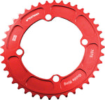 Red e*thirteen chainring with 38 teeth and four bolt holes