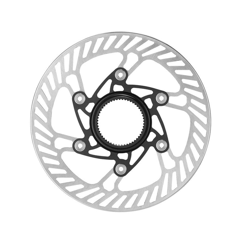 Campagnolo 160mm AFS 03 disc brake rotor with silver finish and black spider