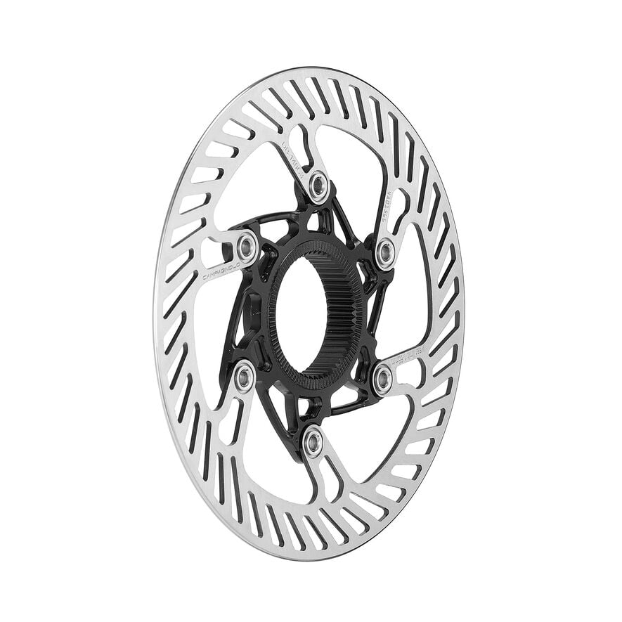 Campagnolo 160mm AFS 03 disc brake rotor with silver finish and black spider