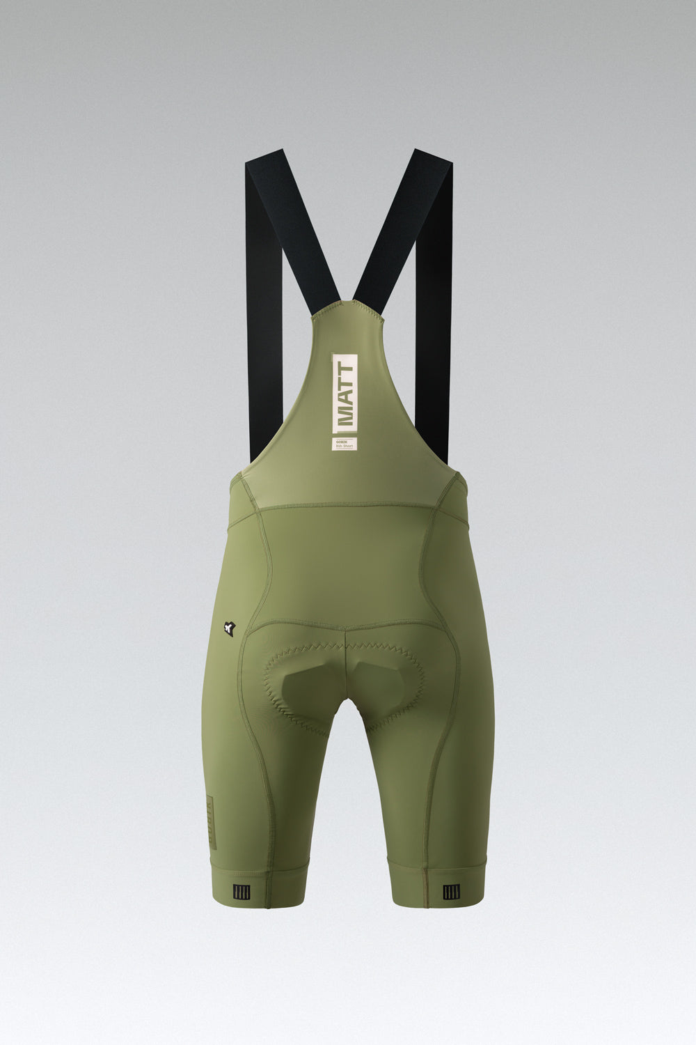 Gobik Matt Men's Bibshort in olive green with black suspender straps