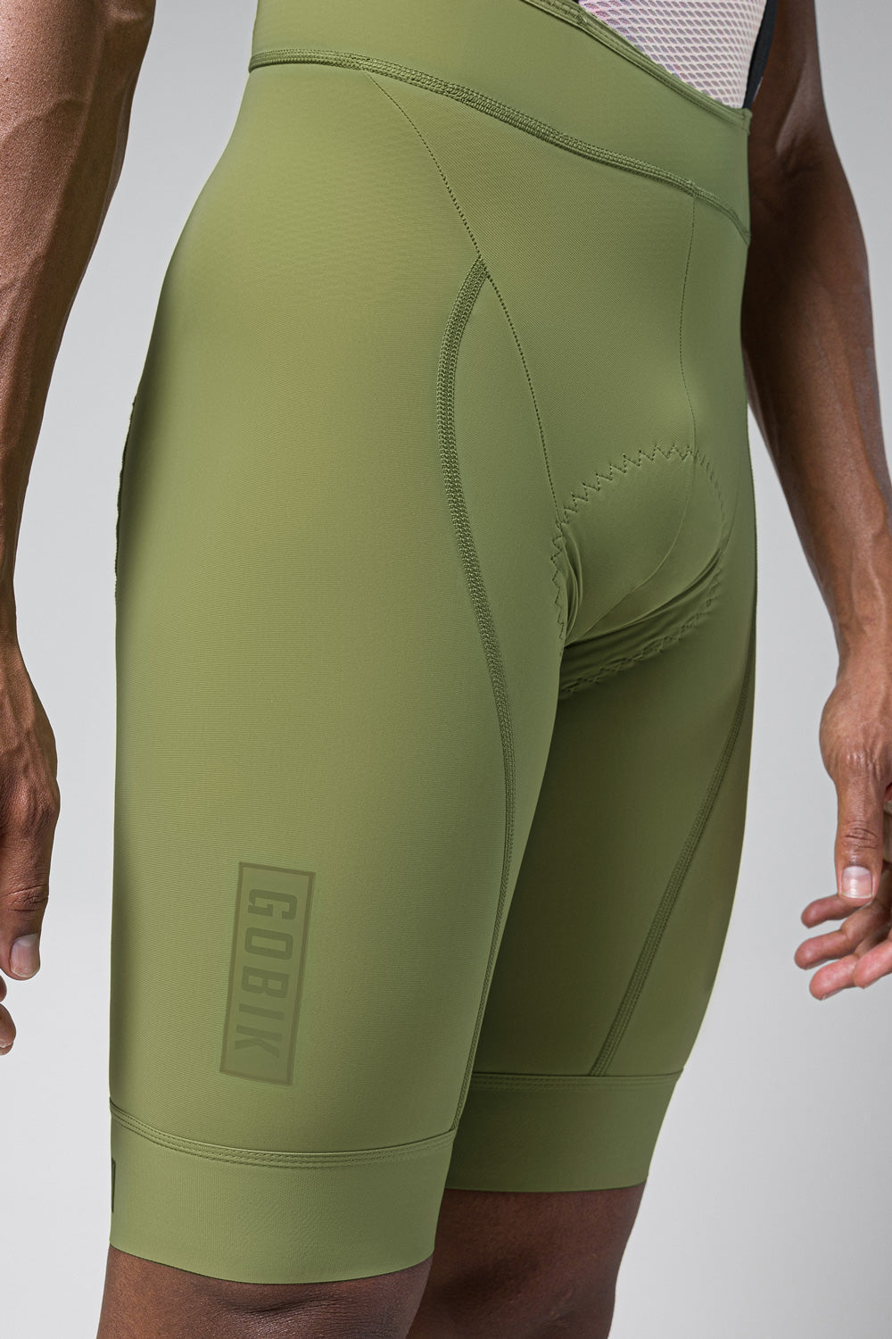 Gobik Matt 2.0 olive green cycling bib shorts with chamois padding detail