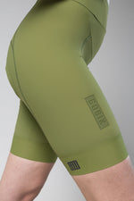 Gobik Matt 2.0 women's bib shorts in olive green with brand logo