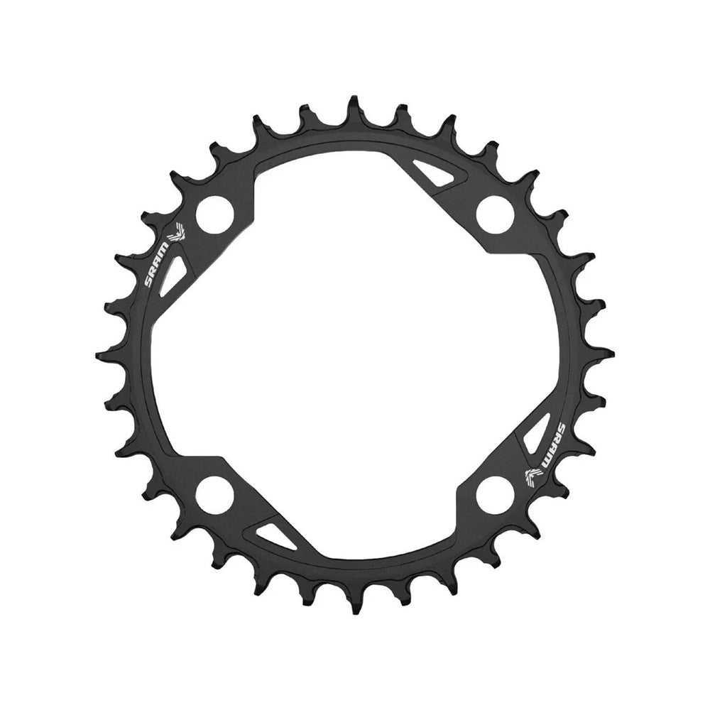 SRAM black aluminum chainring with 36 teeth and 104mm BCD mounting pattern