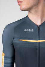 Gobik CX Pro cycling jersey in dark gray with orange accent stripes