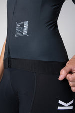 Gobik CX Pro jersey in dark gray with sizing kit label detail