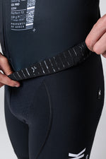 Gobik CX Pro cycling jersey in black showing textured fabric detail and brand label