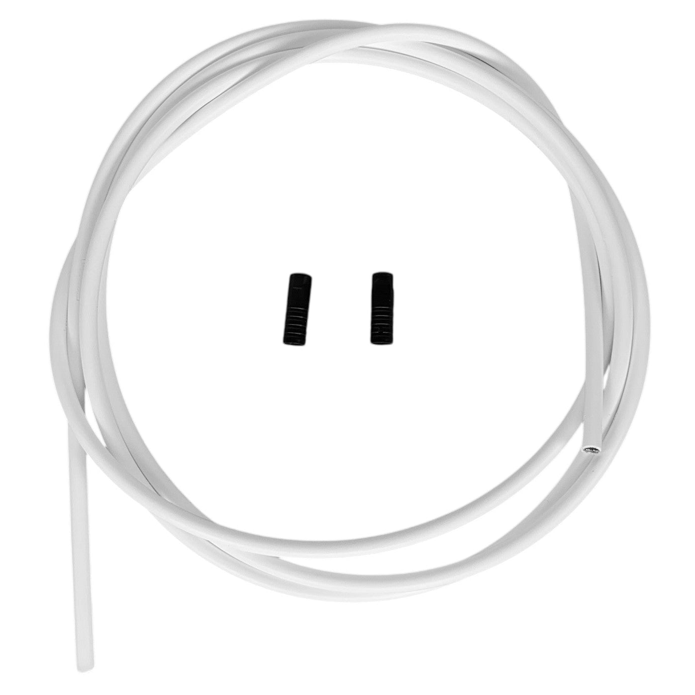 Shimano SP41 shift outer casing in grey/white color coiled on white background