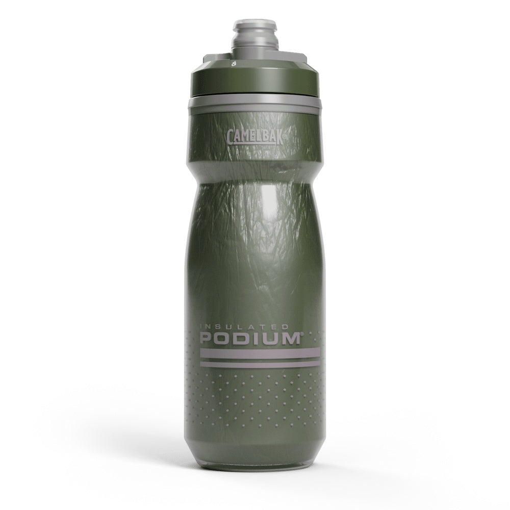 CamelBak Podium insulated water bottle in olive green with pull-push cap