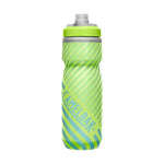 CamelBak Podium Chill water bottle in lime green with blue diagonal stripes