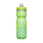 CamelBak Podium Chill water bottle in lime green with blue chevron stripes