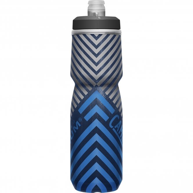 CamelBak Podium Chill water bottle with navy chevron stripe pattern on white background
