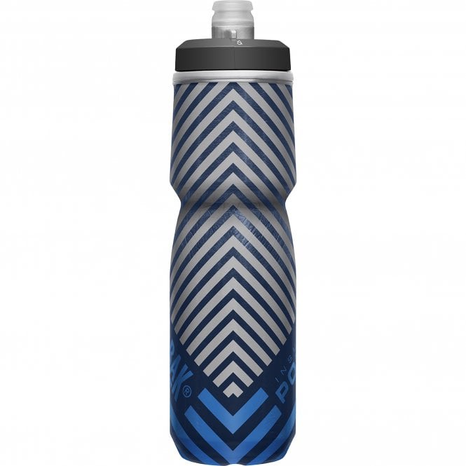 CamelBak Podium Chill water bottle with navy and white chevron stripe pattern