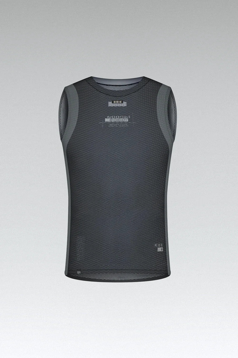 Gobik Second Skin Base Layer sleeveless cycling vest in dark gray mesh