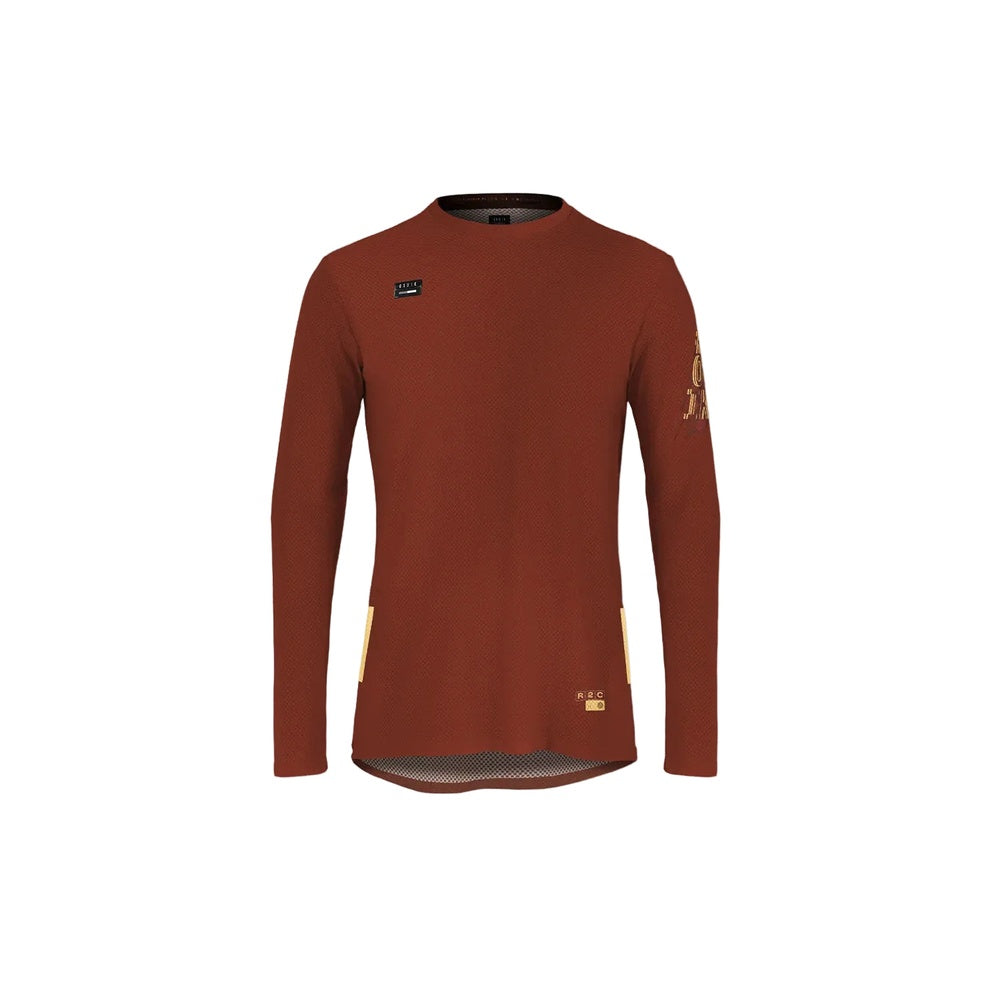 Gobik Terrain long sleeve cycling shirt in rooibos color on clean background