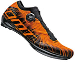DMT KR1 road cycling shoe in orange and black flame pattern with BOA dial