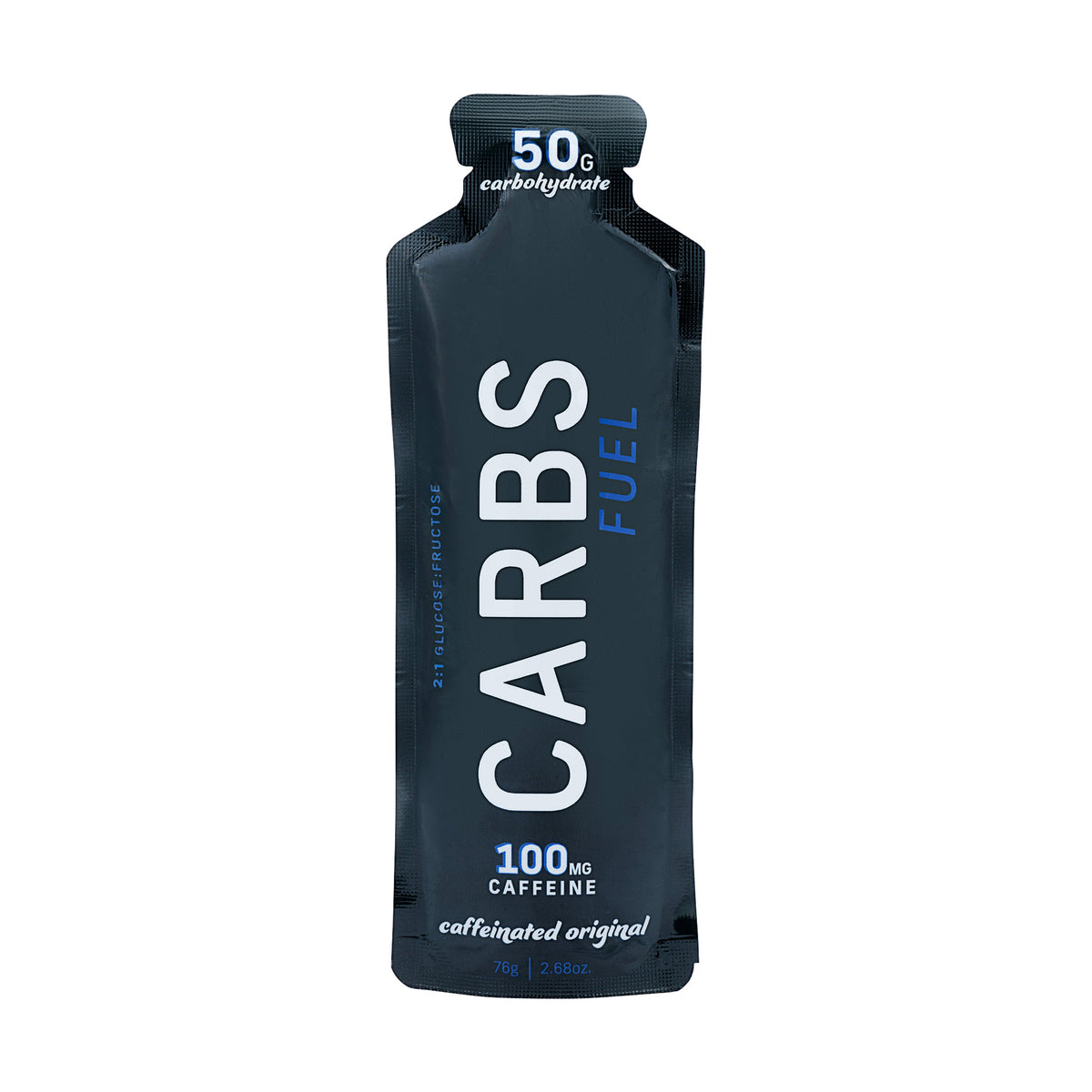 Carbs Fuel Caffeinated Original energy gel packet with 50g carbohydrates and 100mg caffeine