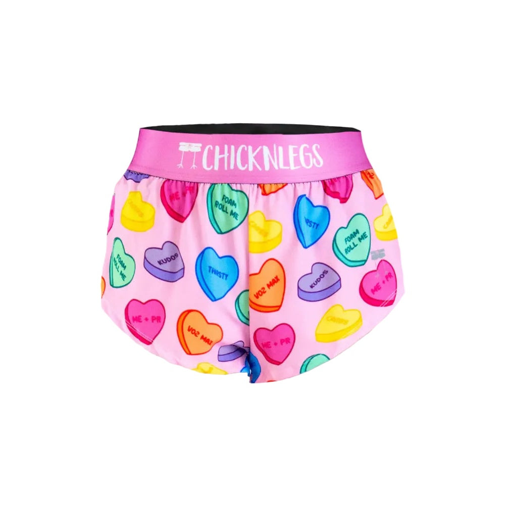 Chicknlegs Women's Candy Hearts 1.5" Split Shorts - M