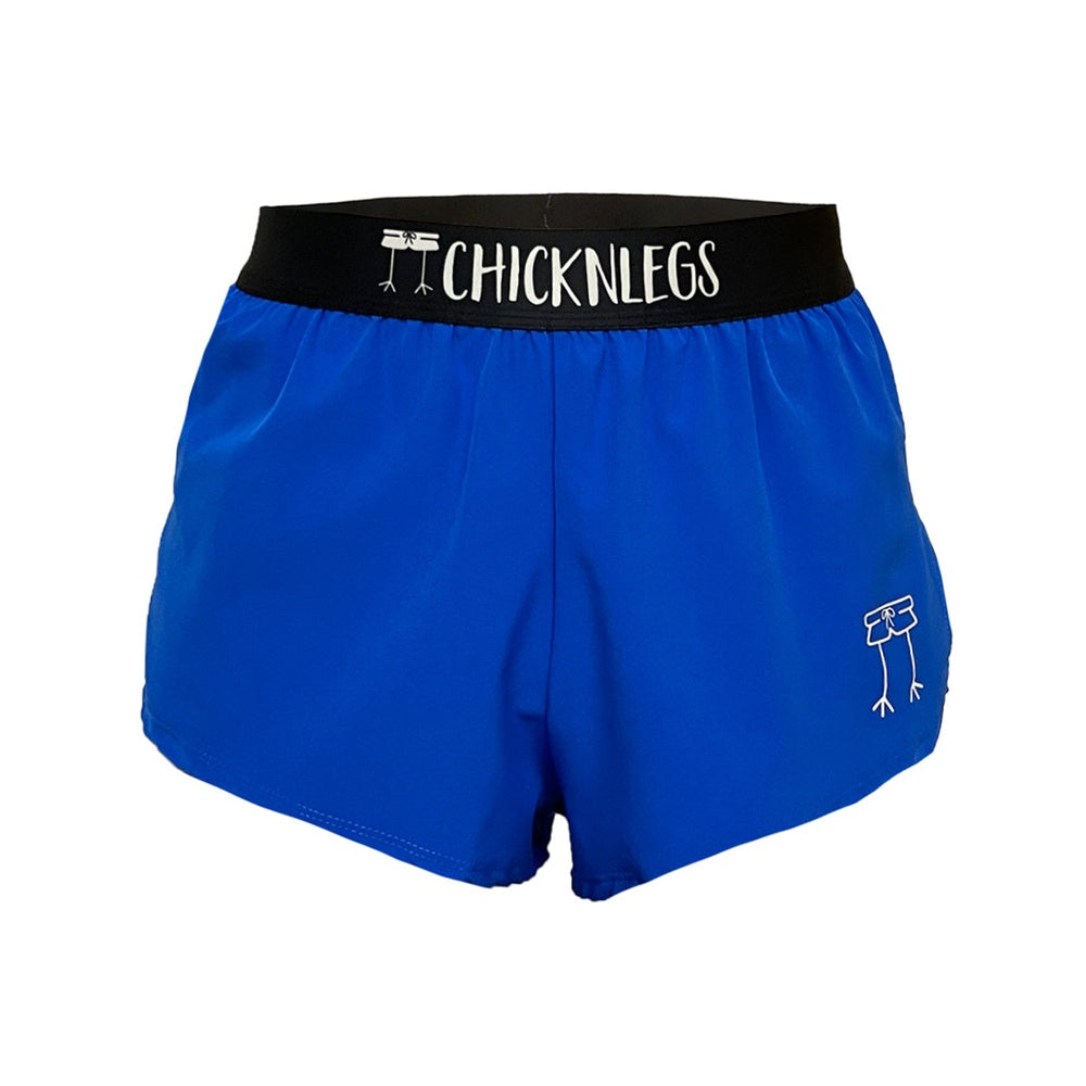 Chicknlegs men's royal blue athletic shorts with black waistband and logo